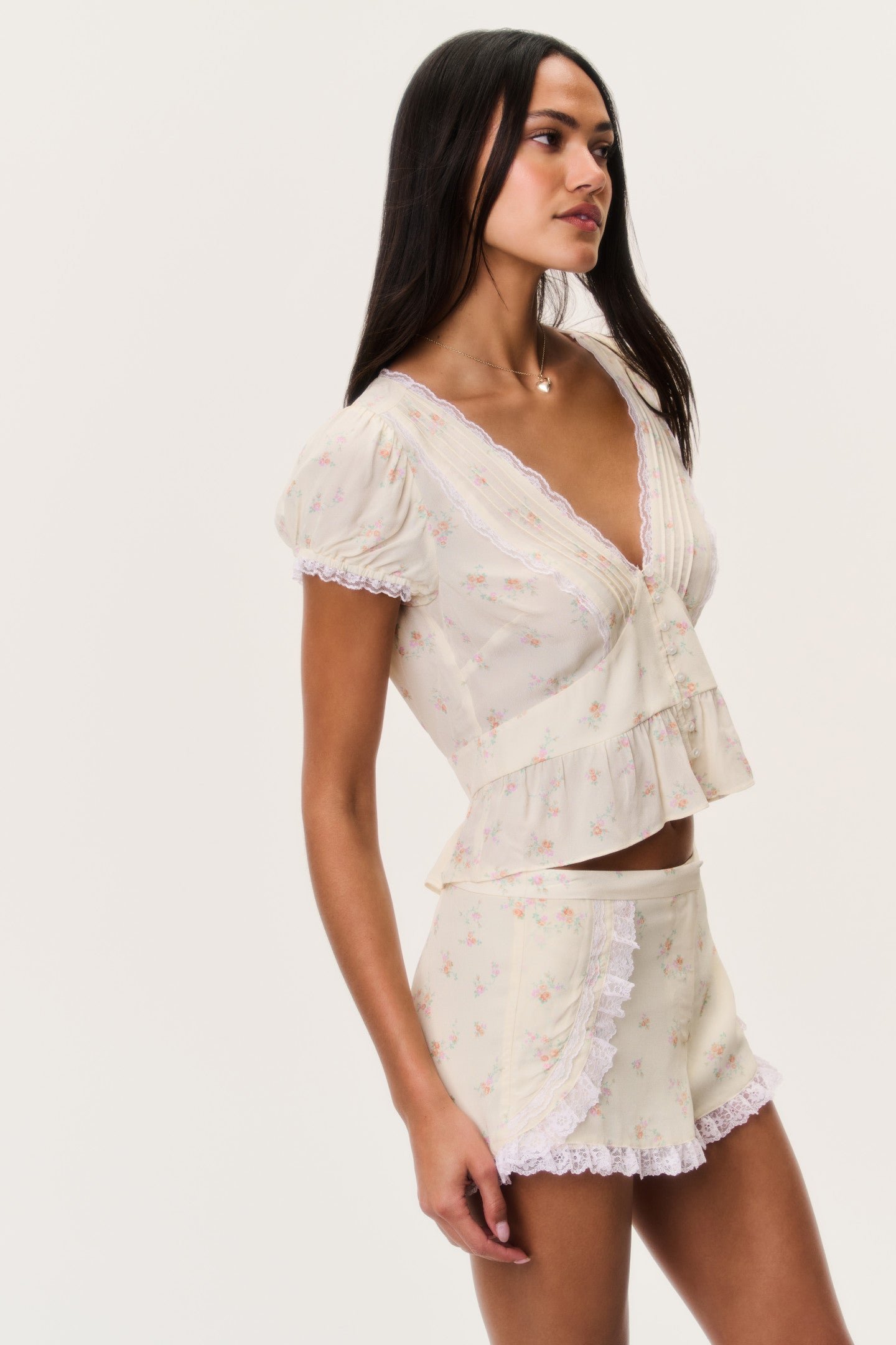 Adina Lace-Trimmed Floral Shorts - Image 3