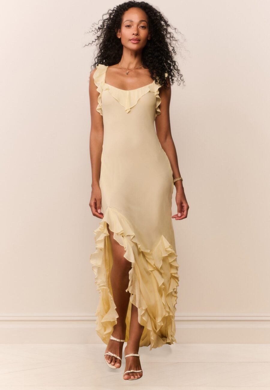 Roseline Chiffon Ruffle Maxi Dress