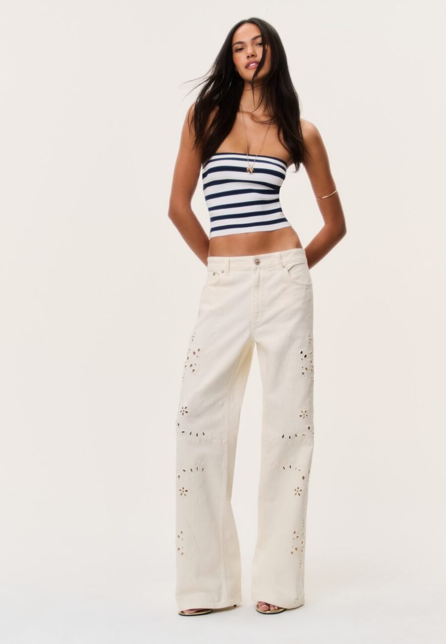 Dellah Floral Eyelet Jeans