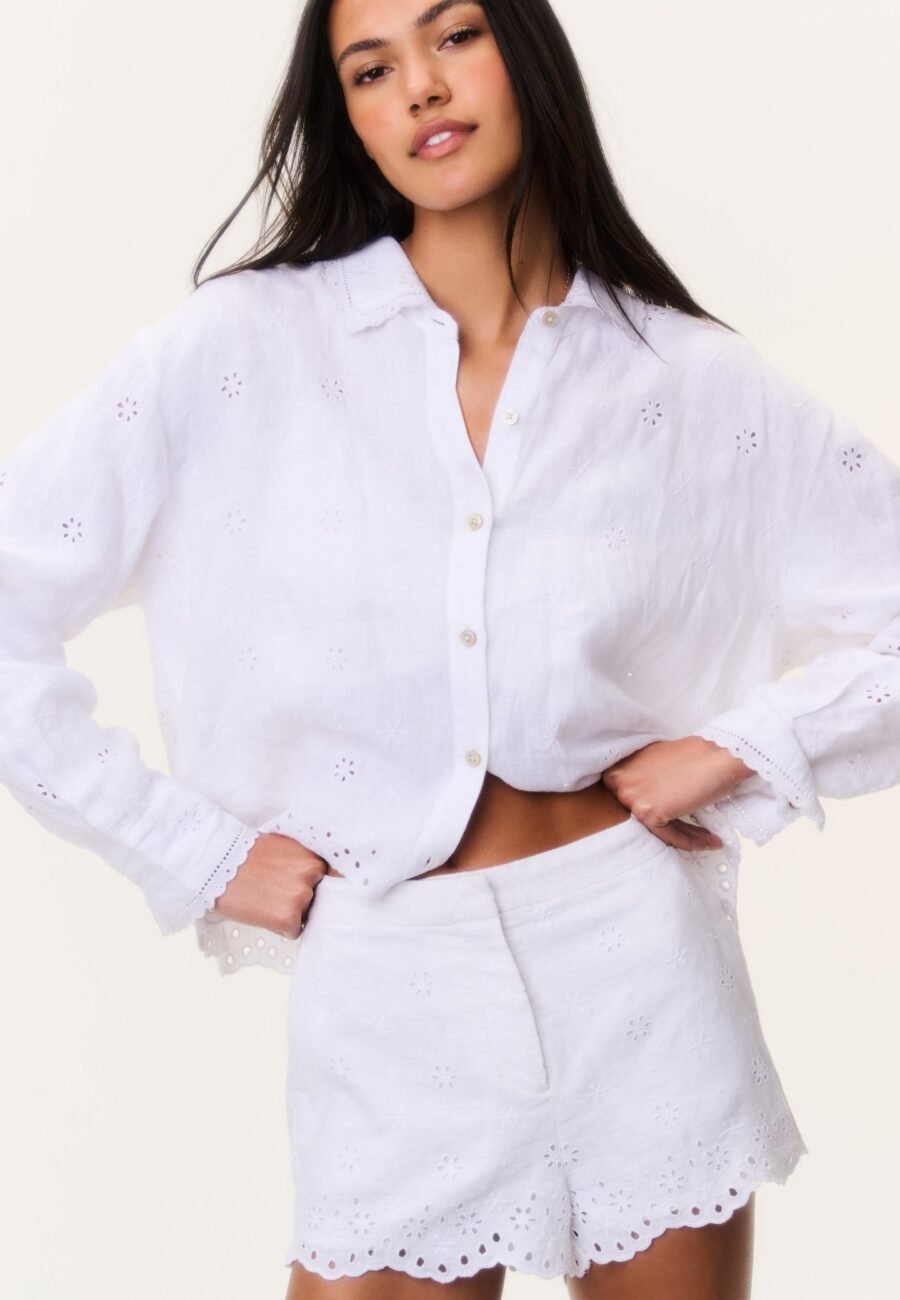Jodine Eyelet Linen Shorts