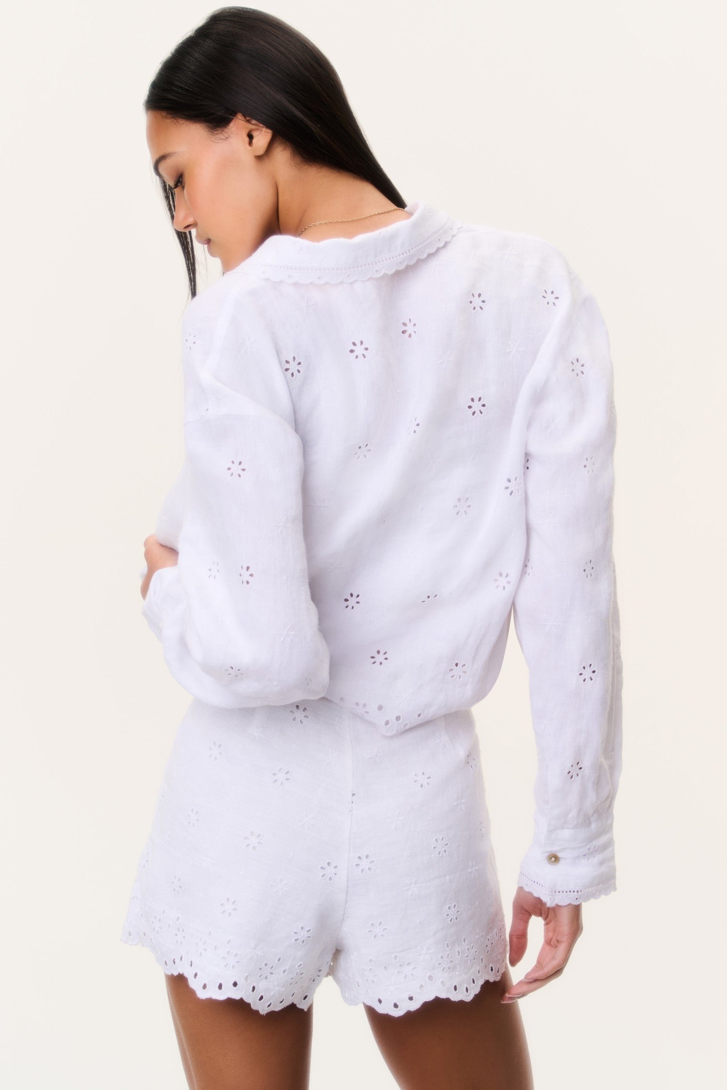 Jodine Eyelet Linen Shorts - Image 4