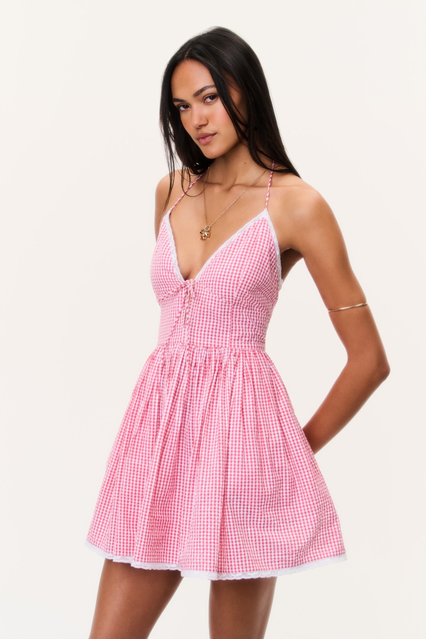 Khloe Cotton Gingham Mini Dress - Image 3