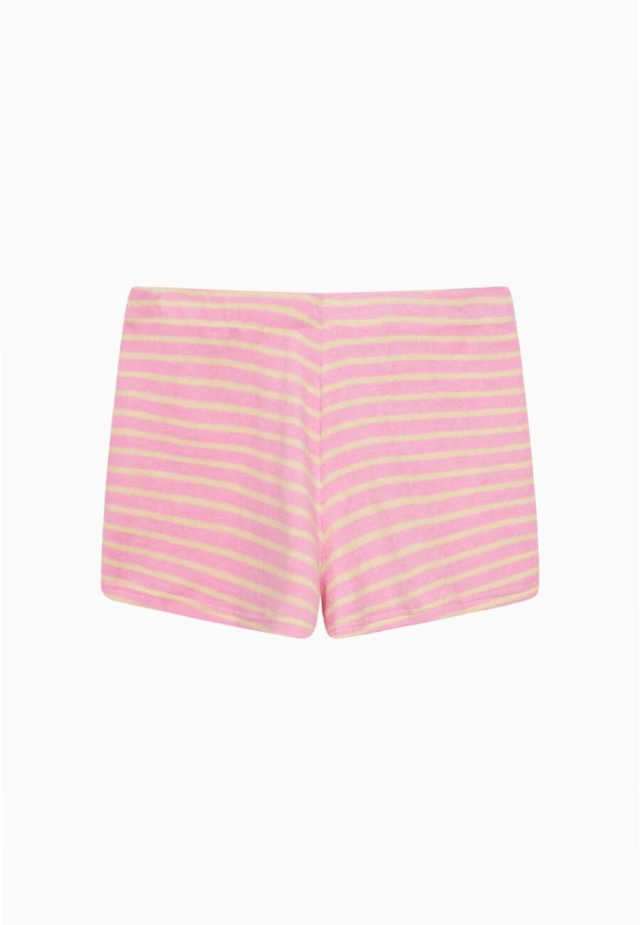 Veluna Terry Stripe Mini Shorts