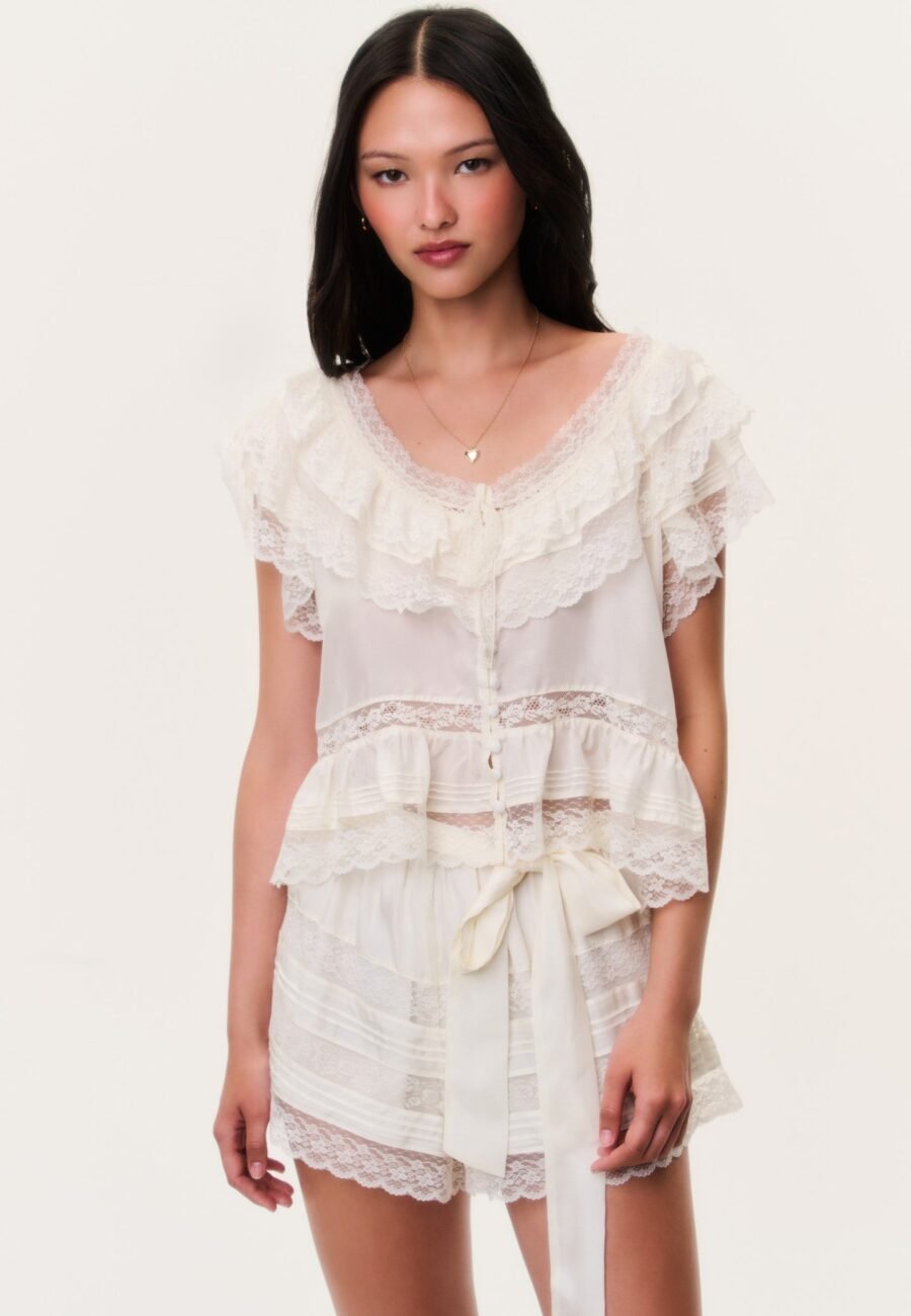 Persine Silk Ruffle Top