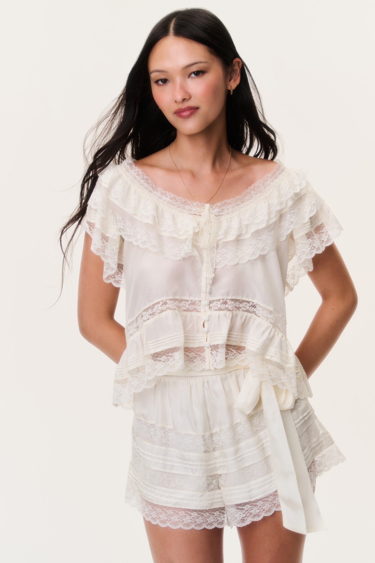 Emanuela Silk Lace Shorts - Image 3