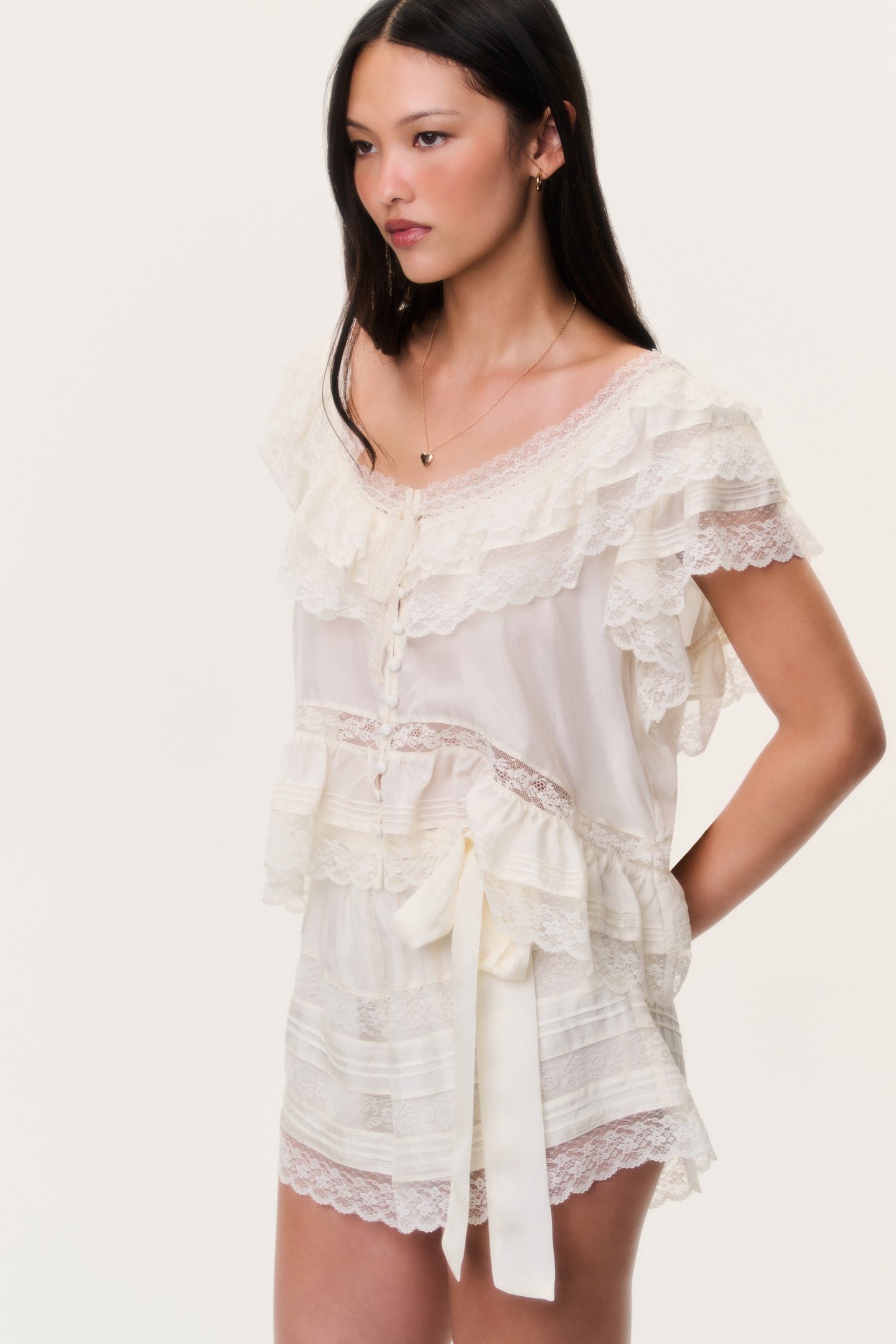 Emanuela Silk Lace Shorts - Image 4
