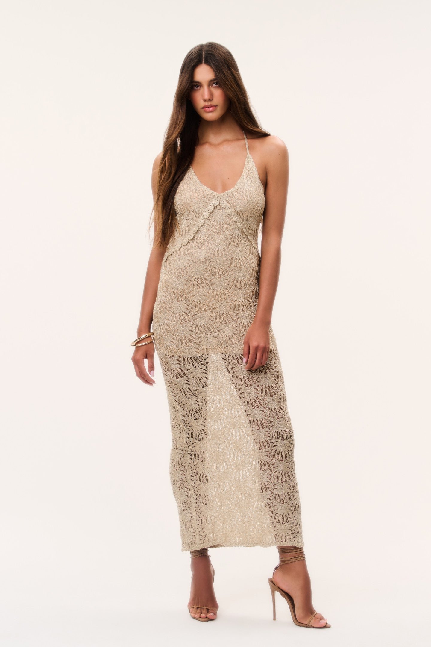 Vreya Metallic Crochet Maxi Dress - Image 5